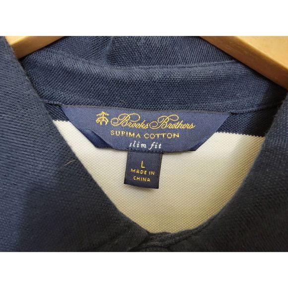 Pink & Blue BROOKS BROTHERS Striped Slim Fit Polo Shirt - Large - Picture 3 of 5